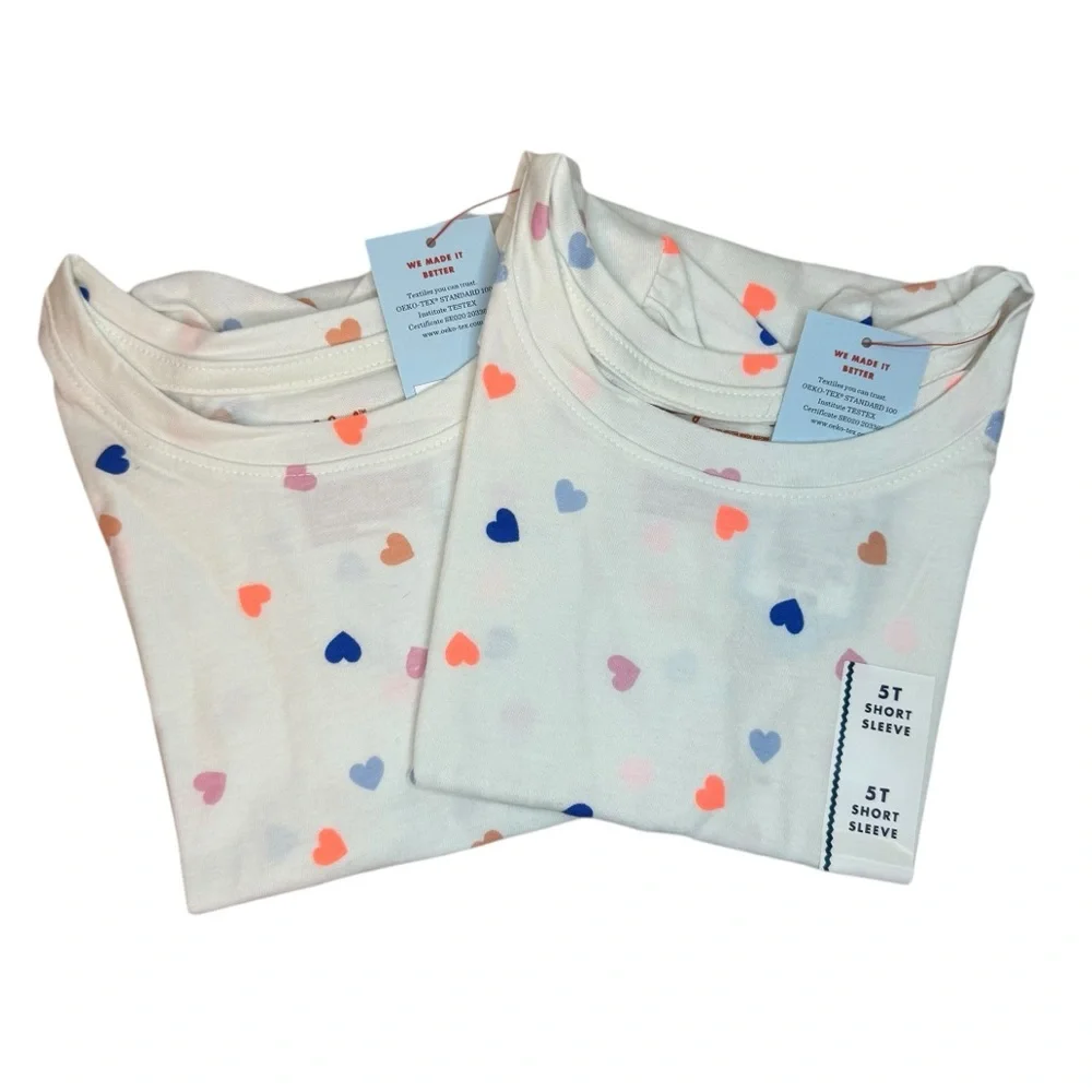 Cat‎ & Jack Toddler Girls' Heart T-Shirt Size 5T - 2 Pack NWT